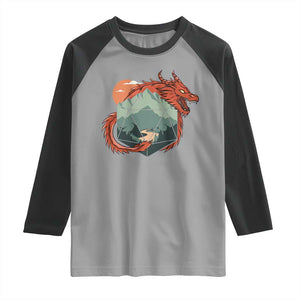 Funny Dragon Tabletop RPG Dice Game Raglan Shirt TS11 Sport Gray Black Print Your Wear