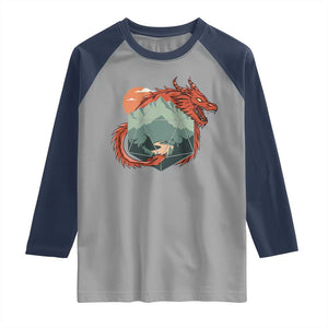 Funny Dragon Tabletop RPG Dice Game Raglan Shirt TS11 Sport Gray Navy Print Your Wear