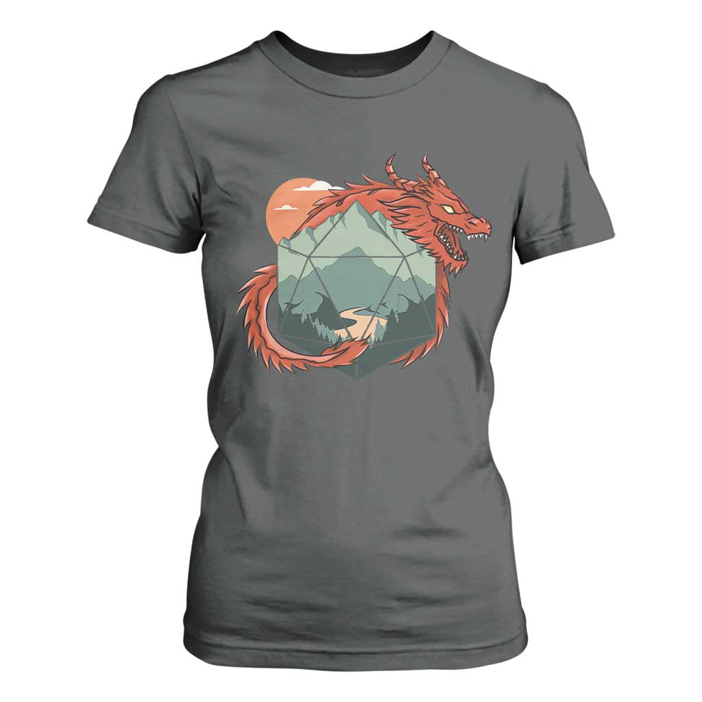 Funny Dragon Tabletop RPG Dice Game T Shirt For Women TS11 Dark Heather Print Your Wear