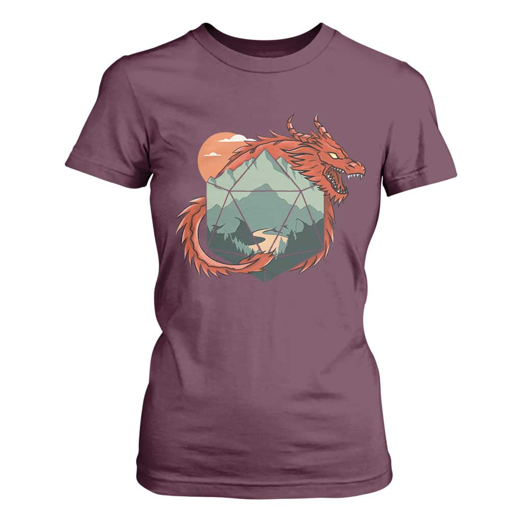 Funny Dragon Tabletop RPG Dice Game T Shirt For Women TS11 Maroon Print Your Wear