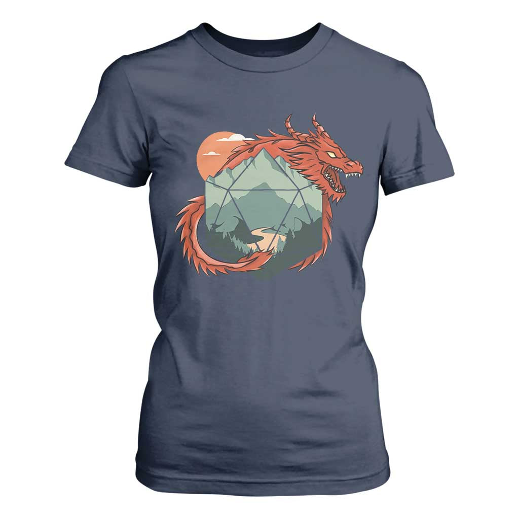 Funny Dragon Tabletop RPG Dice Game T Shirt For Women TS11 Navy Print Your Wear