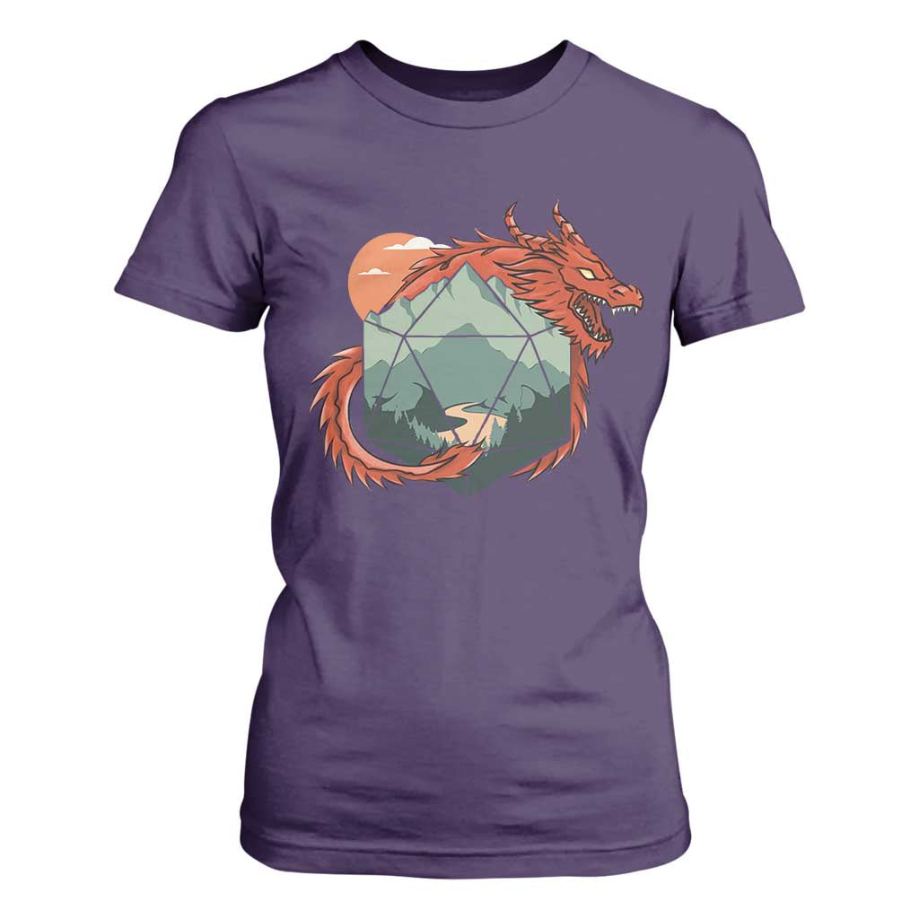 Funny Dragon Tabletop RPG Dice Game T Shirt For Women TS11 Purple Print Your Wear