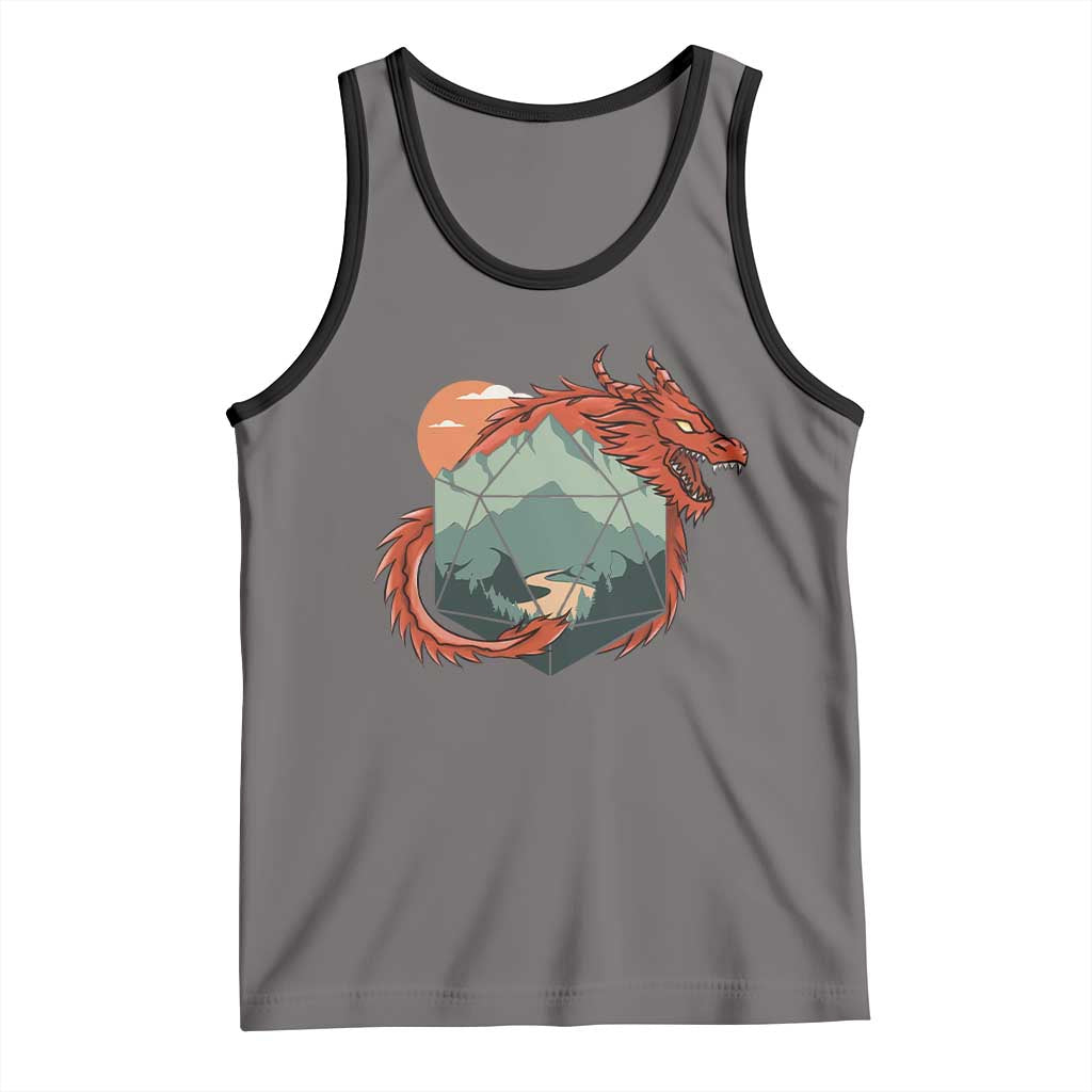 Funny Dragon Tabletop RPG Dice Game Tank Top TS11 Deep Heather Black Print Your Wear