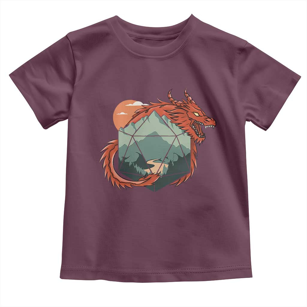Funny Dragon Tabletop RPG Dice Game Toddler T Shirt TS11 Maroon Print Your Wear