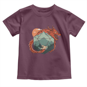 Funny Dragon Tabletop RPG Dice Game Toddler T Shirt TS11 Maroon Print Your Wear