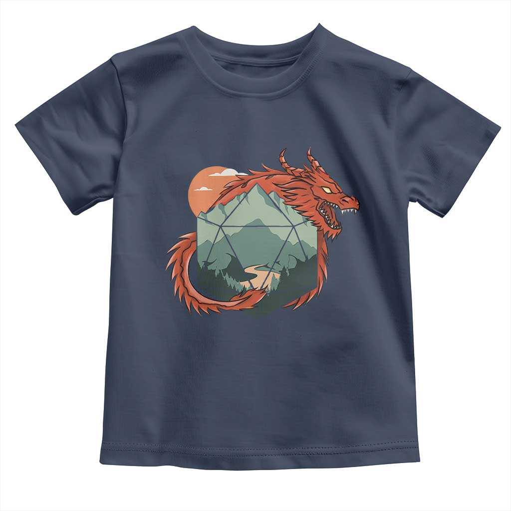 Funny Dragon Tabletop RPG Dice Game Toddler T Shirt TS11 Navy Print Your Wear