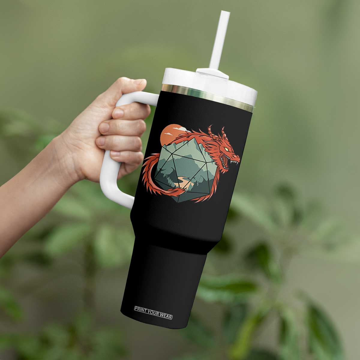 Funny Dragon Tabletop RPG Dice Game Tumbler With Handle TS11 Print Your Wear