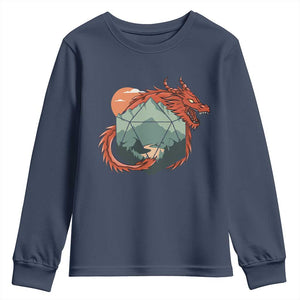 Funny Dragon Tabletop RPG Dice Game Youth Sweatshirt TS11 Navy Print Your Wear