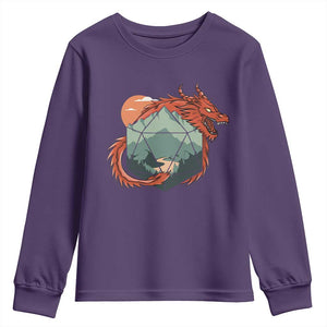 Funny Dragon Tabletop RPG Dice Game Youth Sweatshirt TS11 Purple Print Your Wear