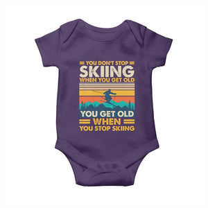 Funny You Dont Stop Skiing When You Get Old You Get Old When You Stop Skiing Baby Onesie TS11 Purple Print Your Wear