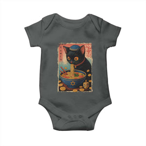 Cat Ramen Hanukkah Baby Onesie Japanese Kawaii Anime Chanukah Cat TS11 Dark Heather Print Your Wear