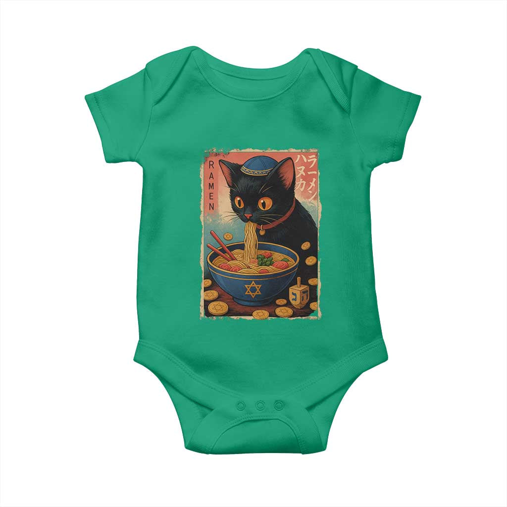 Cat Ramen Hanukkah Baby Onesie Japanese Kawaii Anime Chanukah Cat TS11 Irish Green Print Your Wear
