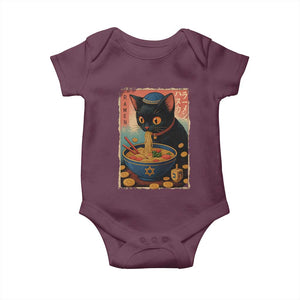 Cat Ramen Hanukkah Baby Onesie Japanese Kawaii Anime Chanukah Cat TS11 Maroon Print Your Wear
