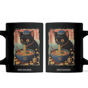 Cat Ramen Hanukkah Coffee Mug Japanese Kawaii Anime Chanukah Cat TS11 Black Print Your Wear
