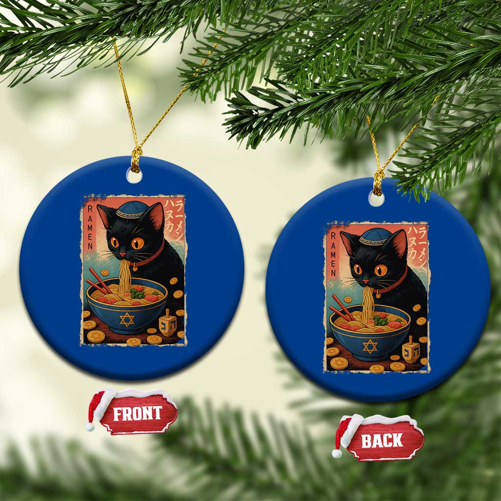 Cat Ramen Hanukkah Ceramic Ornament Japanese Kawaii Anime Chanukah Cat - Print Your Wear