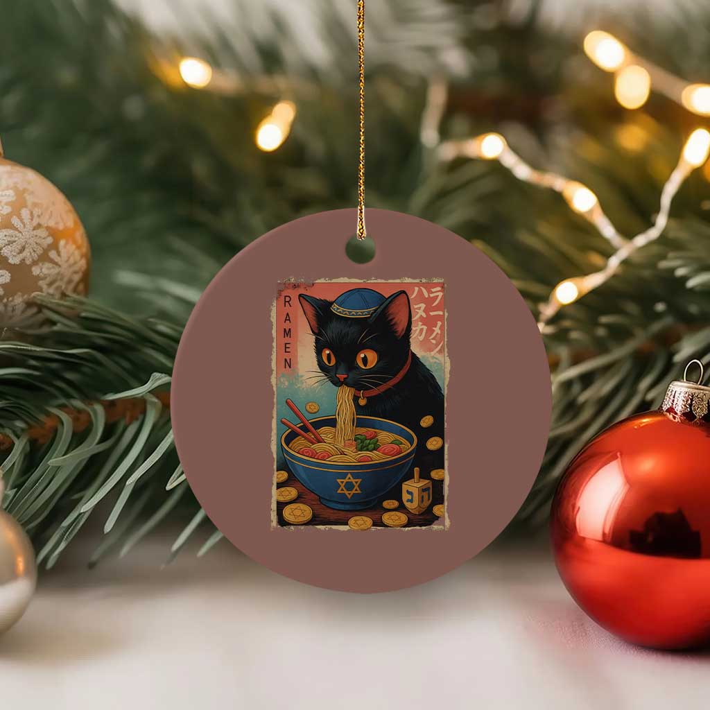 Cat Ramen Hanukkah Ceramic Ornament Japanese Kawaii Anime Chanukah Cat TS11 1pc Mocha Print Your Wear