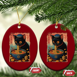 Cat Ramen Hanukkah Ceramic Ornament Japanese Kawaii Anime Chanukah Cat - Print Your Wear