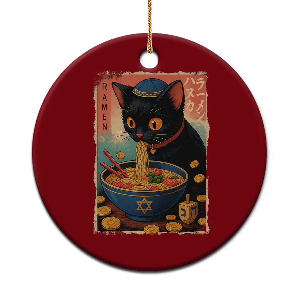 Cat Ramen Hanukkah Ceramic Ornament Japanese Kawaii Anime Chanukah Cat - Print Your Wear
