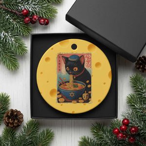 Cat Ramen Hanukkah Ceramic Ornament Japanese Kawaii Anime Chanukah Cat - Print Your Wear