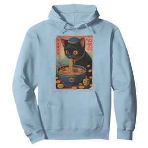 Cat Ramen Hanukkah Hoodie Japanese Kawaii Anime Chanukah Cat TS11 Light Blue Print Your Wear