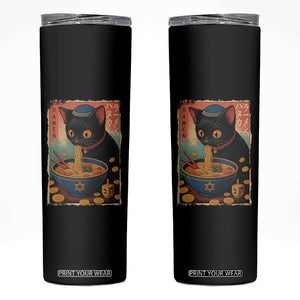 Cat Ramen Hanukkah Skinny Tumbler Japanese Kawaii Anime Chanukah Cat TS11 Black Print Your Wear