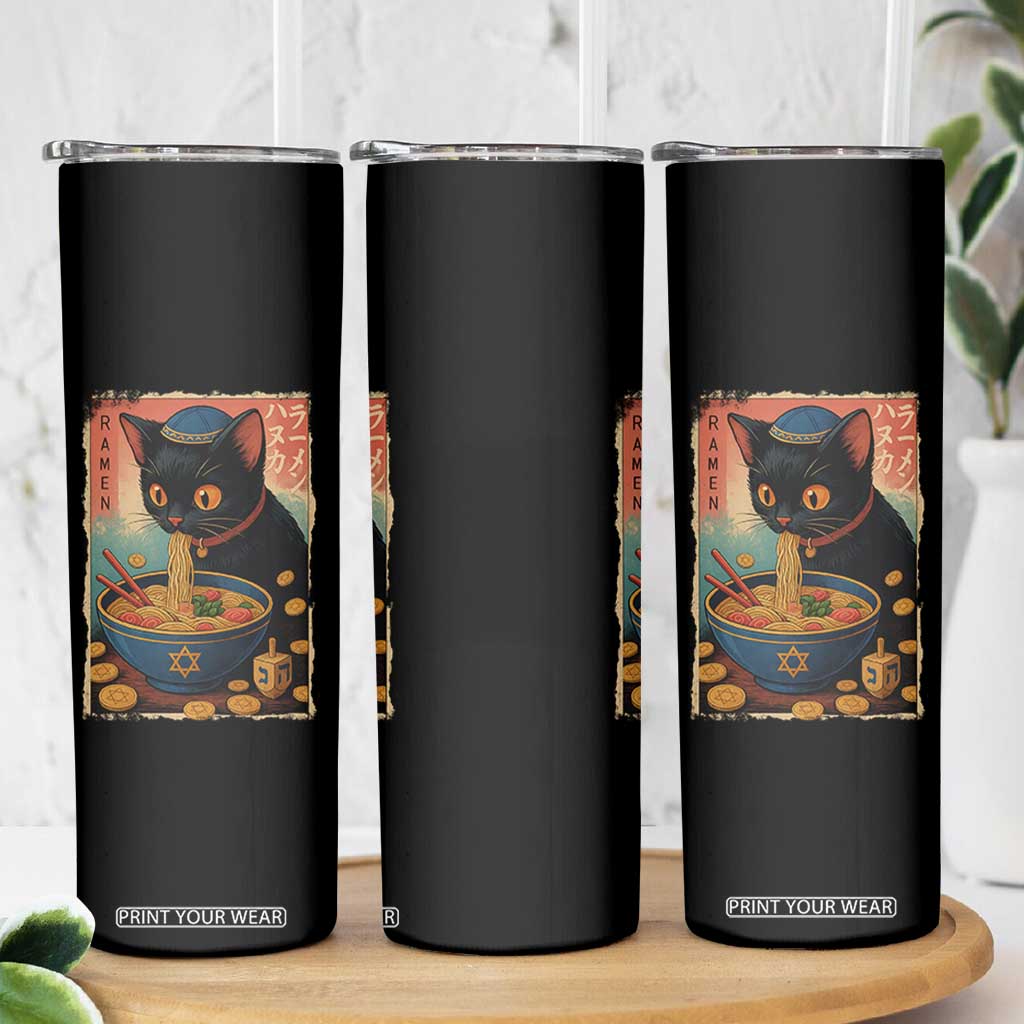 Cat Ramen Hanukkah Skinny Tumbler Japanese Kawaii Anime Chanukah Cat TS11 Print Your Wear
