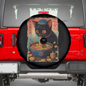 Cat Ramen Hanukkah Spare Tire Cover Japanese Kawaii Anime Chanukah Cat TS11 Black Print Your Wear