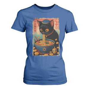 Cat Ramen Hanukkah T Shirt For Women Japanese Kawaii Anime Chanukah Cat TS11 Royal Blue Print Your Wear