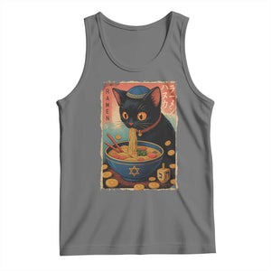 Cat Ramen Hanukkah Tank Top Japanese Kawaii Anime Chanukah Cat TS11 Black Heather Print Your Wear