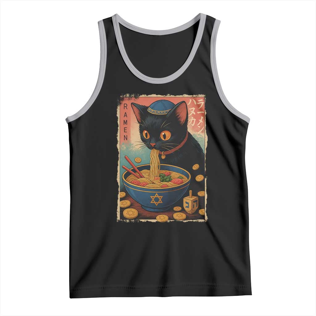 Cat Ramen Hanukkah Tank Top Japanese Kawaii Anime Chanukah Cat TS11 Black Athletic Heather Print Your Wear