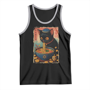 Cat Ramen Hanukkah Tank Top Japanese Kawaii Anime Chanukah Cat TS11 Black Athletic Heather Print Your Wear