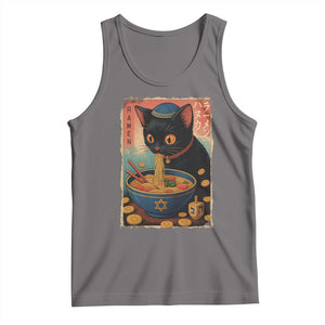 Cat Ramen Hanukkah Tank Top Japanese Kawaii Anime Chanukah Cat TS11 Deep Heather Print Your Wear