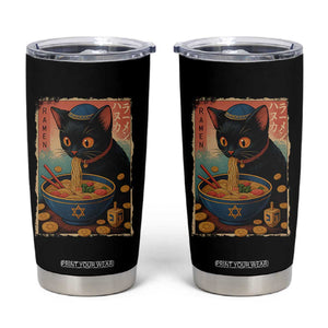 Cat Ramen Hanukkah Tumbler Cup Japanese Kawaii Anime Chanukah Cat TS11 Black Print Your Wear