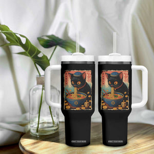Cat Ramen Hanukkah Tumbler With Handle Japanese Kawaii Anime Chanukah Cat TS11 Print Your Wear