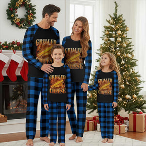 Grilled Cheese Plaid Pajama Set Food Lover Funny Gag Weird Meme 90s TS11 Blue Plaid Print Your Wear