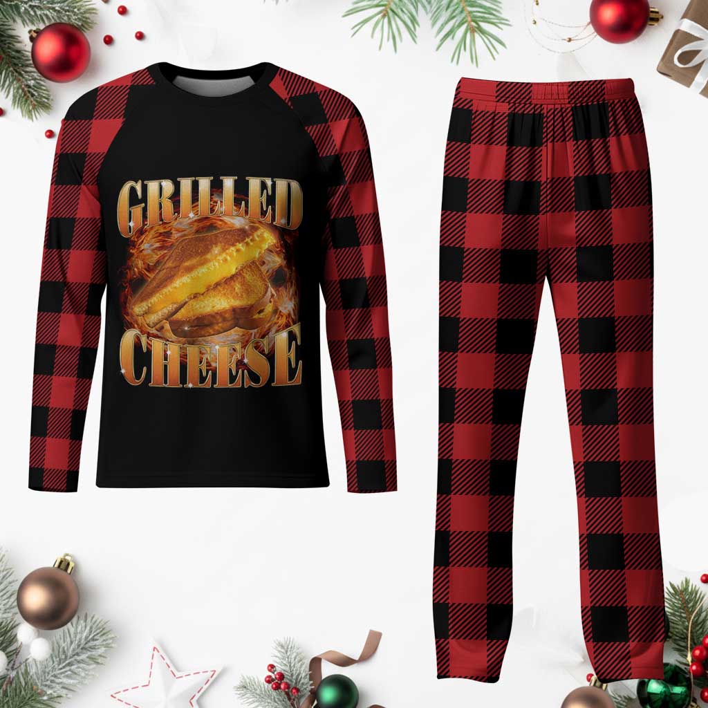 Grilled Cheese Plaid Pajama Set Food Lover Funny Gag Weird Meme 90s TS11 Buffalo Plaid Print Your Wear