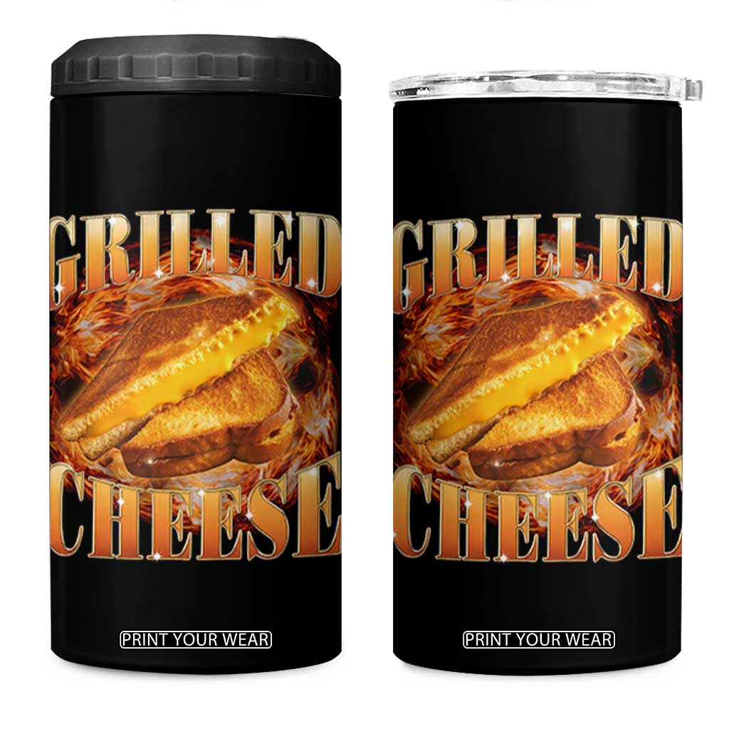 Grilled Cheese 4 in 1 Can Cooler Tumbler Food Lover Funny Gag Weird Meme 90s TS11 One Size: 16 oz Black Print Your Wear