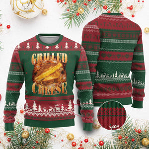 Grilled Cheese Ugly Christmas Sweater Food Lover Funny Gag Weird Meme 90s TS11 Red Green Print Your Wear