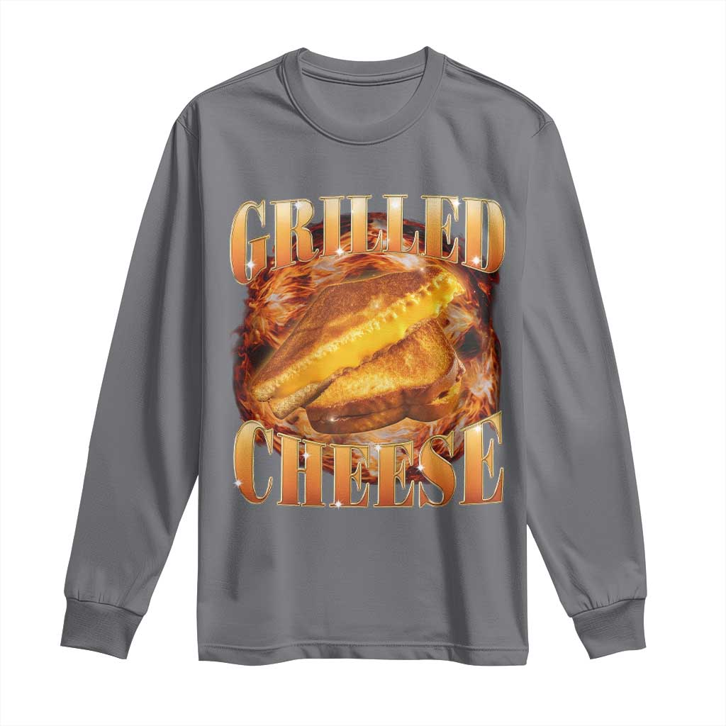 Grilled Cheese Long Sleeve Shirt Food Lover Funny Gag Weird Meme 90s TS11 Charcoal Print Your Wear