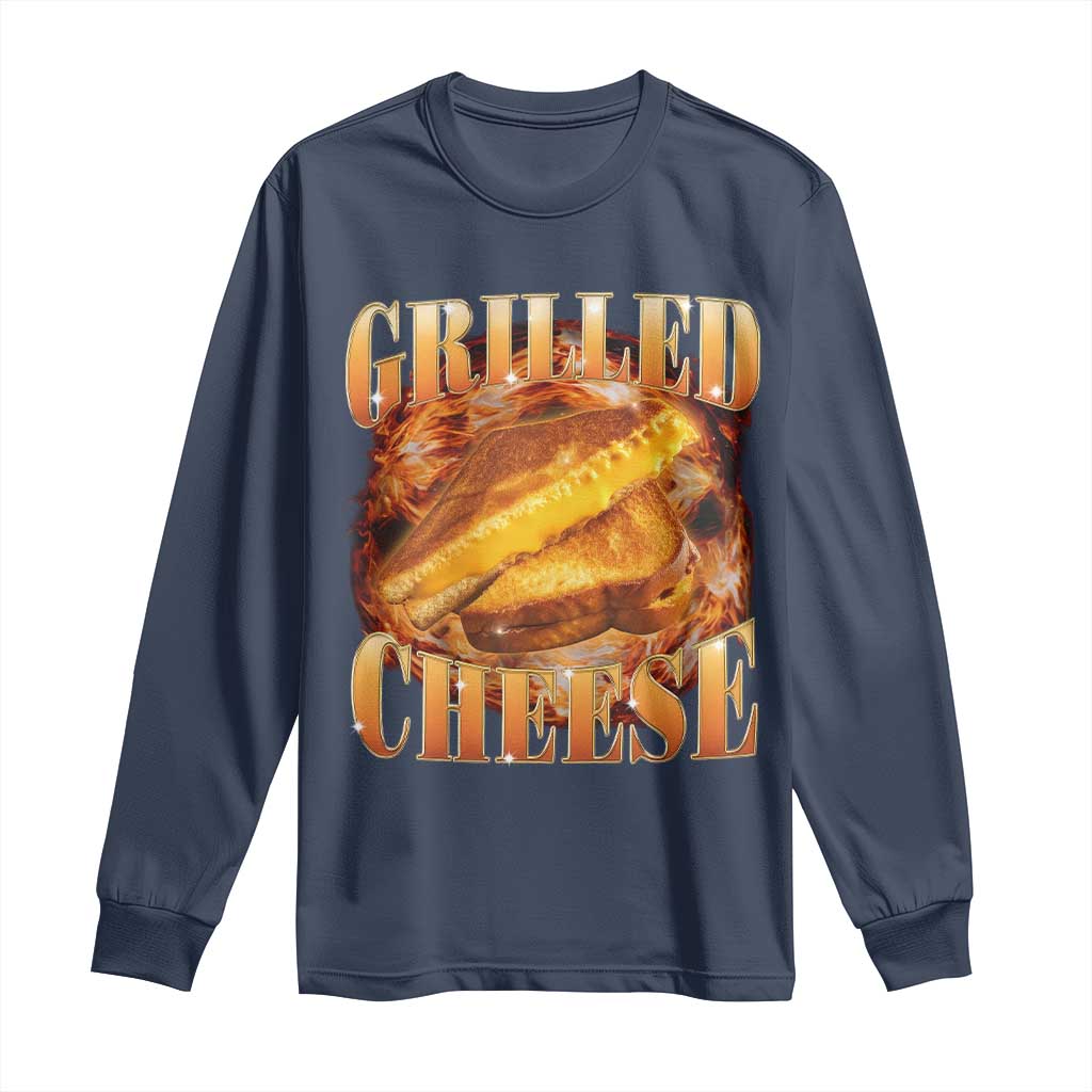 Grilled Cheese Long Sleeve Shirt Food Lover Funny Gag Weird Meme 90s TS11 Navy Print Your Wear