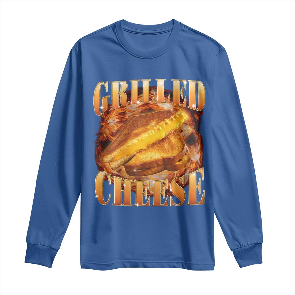 Grilled Cheese Long Sleeve Shirt Food Lover Funny Gag Weird Meme 90s TS11 Royal Blue Print Your Wear