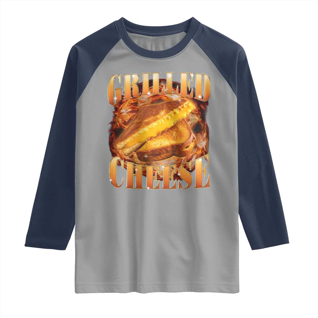 Grilled Cheese Raglan Shirt Food Lover Funny Gag Weird Meme 90s TS11 Sport Gray Navy Print Your Wear