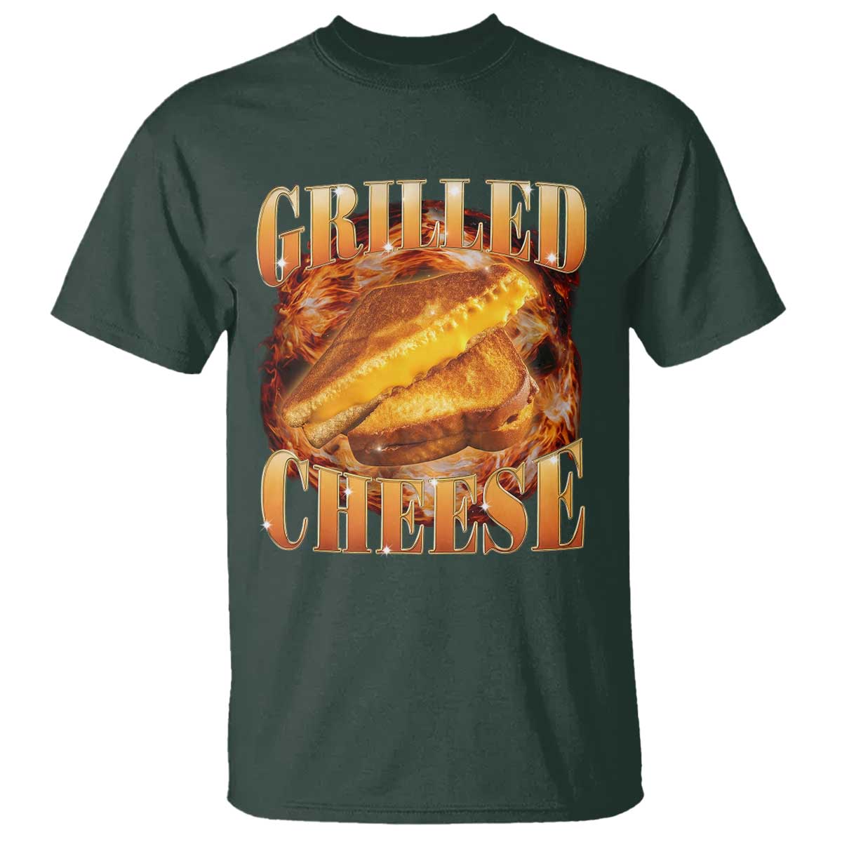 Grilled Cheese T Shirt Food Lover Funny Gag Weird Meme 90s TS11 Dark Forest Green Print Your Wear