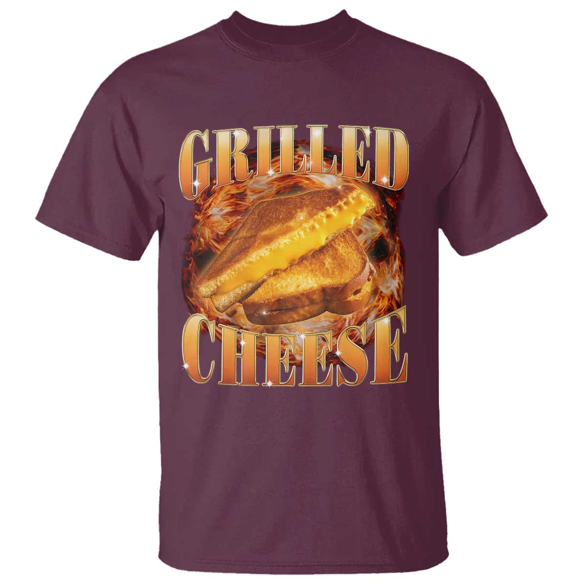 Grilled Cheese T Shirt Food Lover Funny Gag Weird Meme 90s TS11 Maroon Print Your Wear