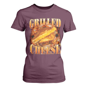 Grilled Cheese T Shirt For Women Food Lover Funny Gag Weird Meme 90s TS11 Maroon Print Your Wear