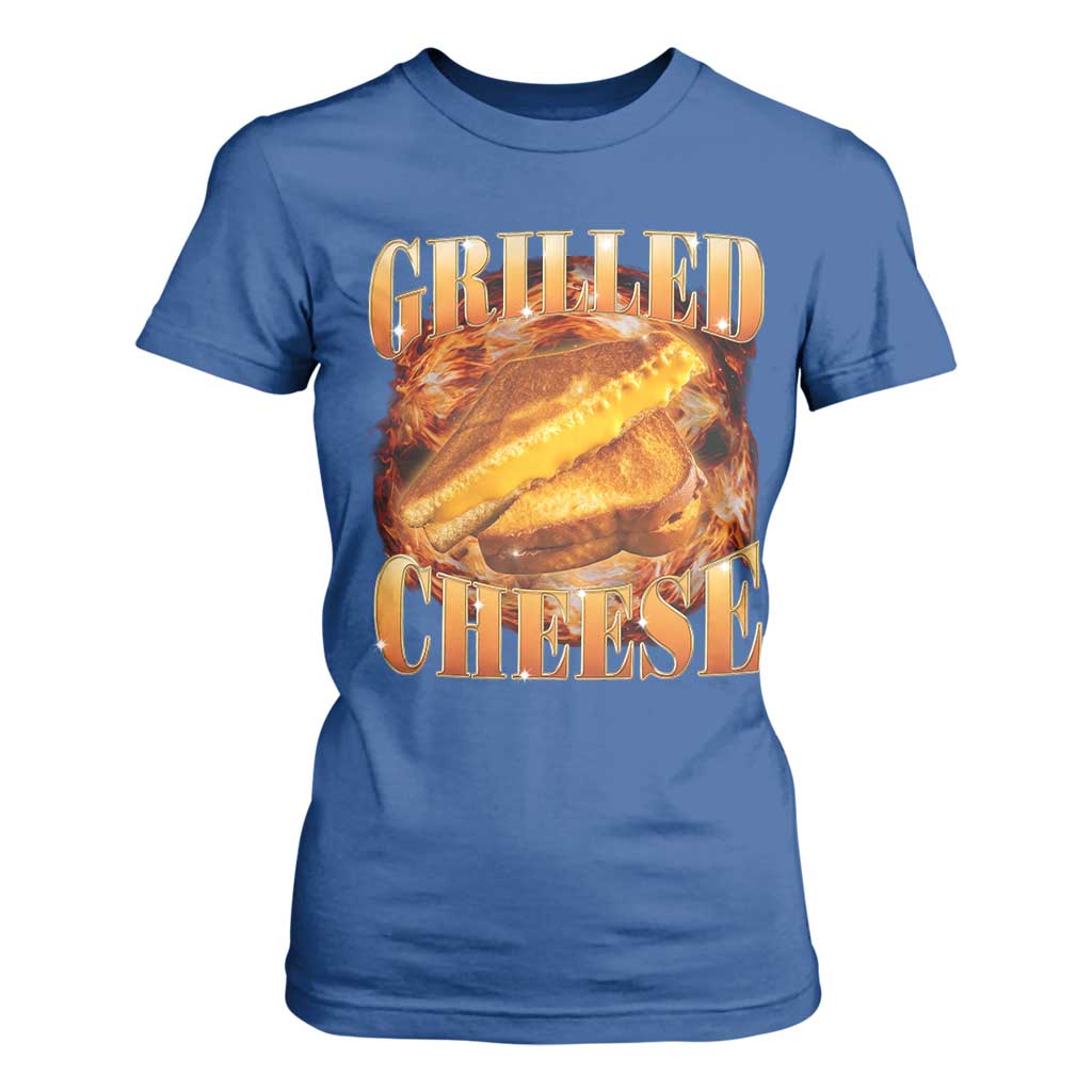 Grilled Cheese T Shirt For Women Food Lover Funny Gag Weird Meme 90s TS11 Royal Blue Print Your Wear
