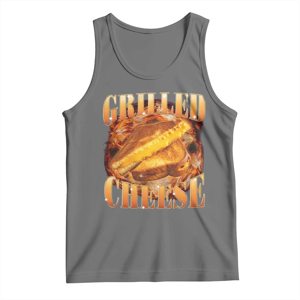 Grilled Cheese Tank Top Food Lover Funny Gag Weird Meme 90s TS11 Black Heather Print Your Wear