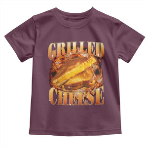 Grilled Cheese Toddler T Shirt Food Lover Funny Gag Weird Meme 90s TS11 Maroon Print Your Wear