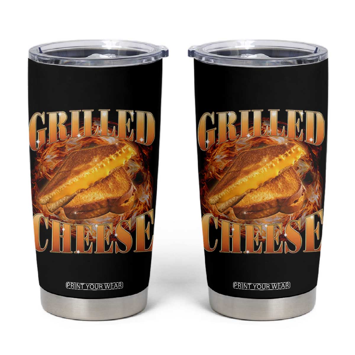 Grilled Cheese Tumbler Cup Food Lover Funny Gag Weird Meme 90s TS11 Black Print Your Wear