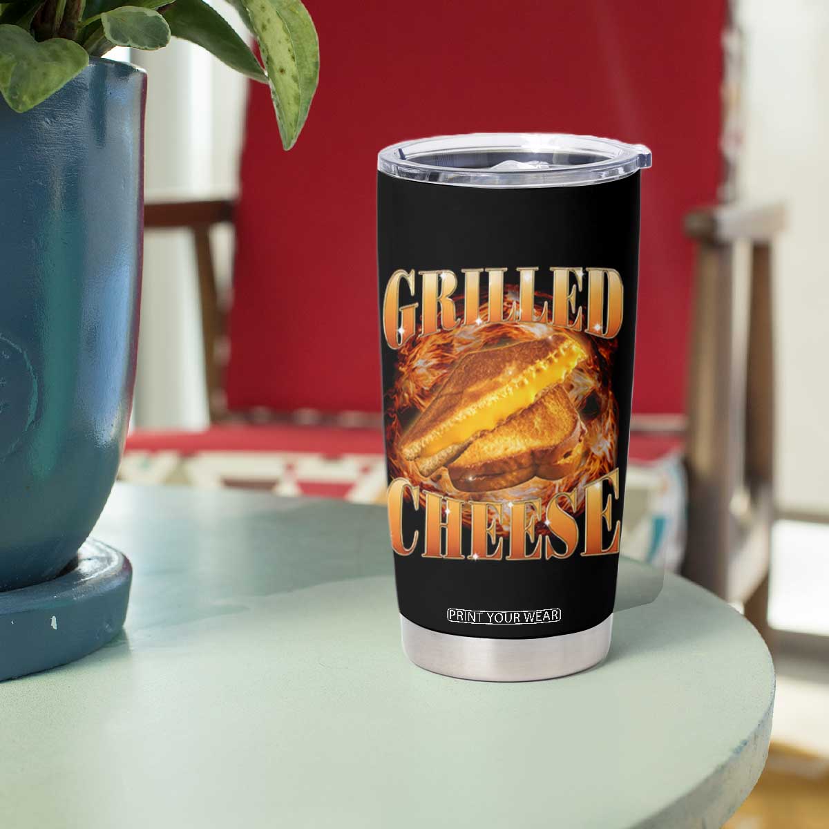 Grilled Cheese Tumbler Cup Food Lover Funny Gag Weird Meme 90s TS11 Print Your Wear